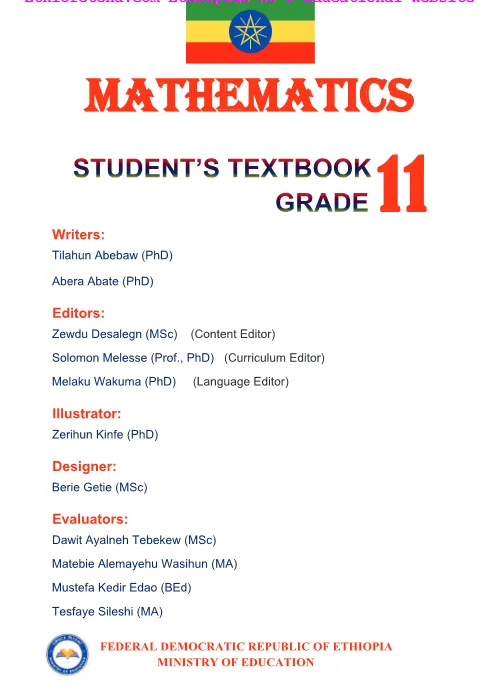 Download Ethiopian new Curriculum grade 11 mathematics Student Textbook PDF